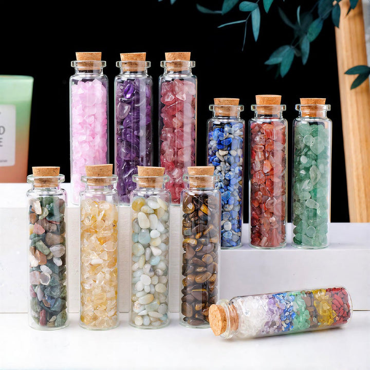 Olivenorma Wishing‑Bottle‑Filled‑Tumbled‑Chips Assorted Crystals Gemstone Decoration - image 0