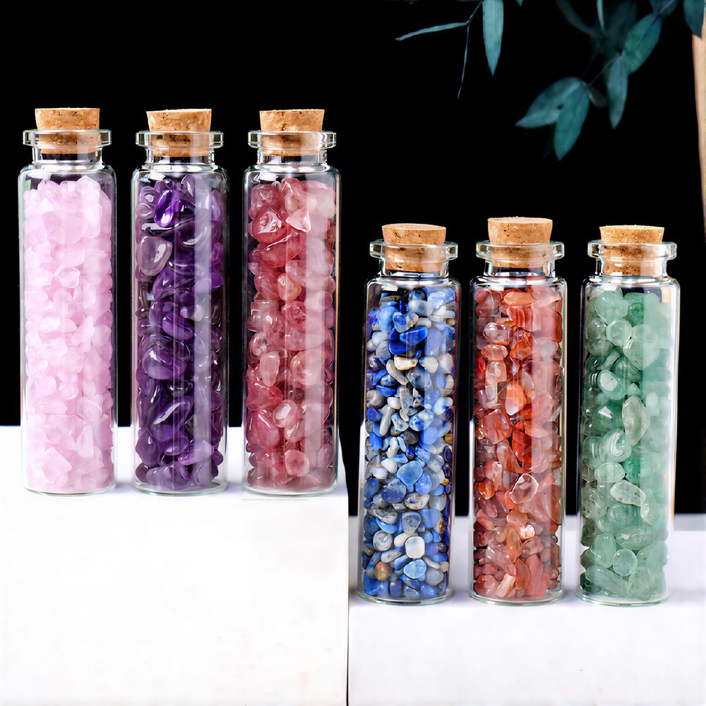 Olivenorma Wishing‑Bottle‑Filled‑Tumbled‑Chips Assorted Crystals Gemstone Decoration - image 1