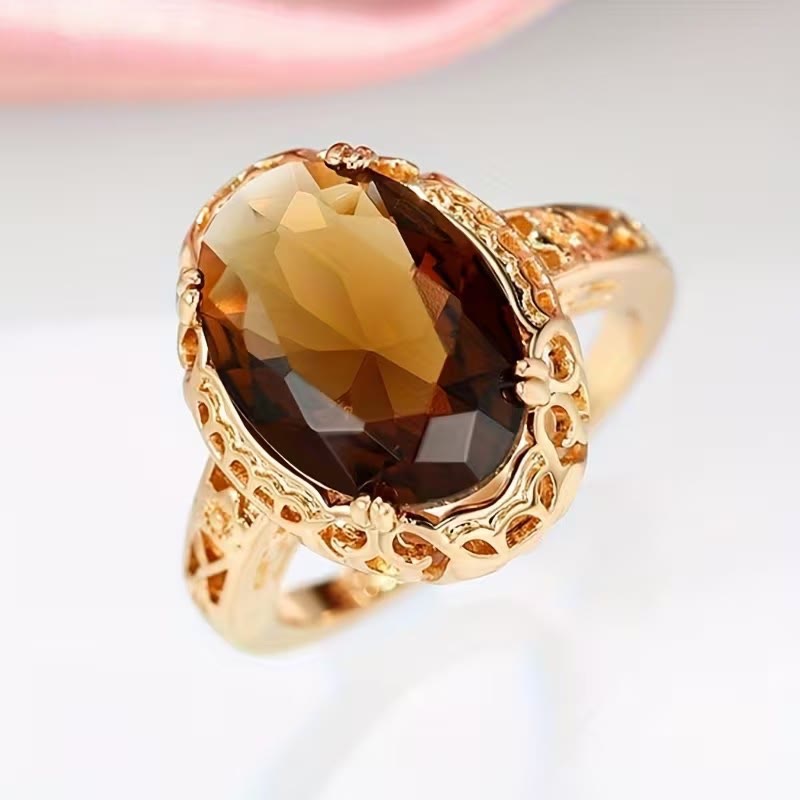FREE Today: Vintage-Inspired Oval Green Synthetic Gemstone Women's Anniversary Ring - Brown - US 10 - image 3
