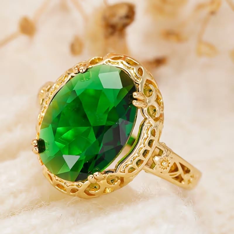 FREE Today: Vintage-Inspired Oval Green Synthetic Gemstone Women's Anniversary Ring - image 1