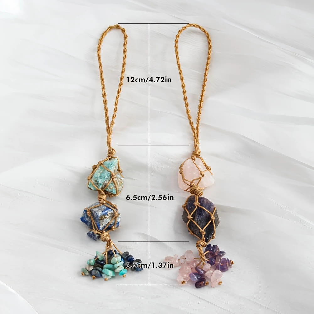 FREE Today: Hand Woven Net Pouch Pendant Raw Natural Crystal Healing Energy Car Accessory Bag Charm Ornament - image 9