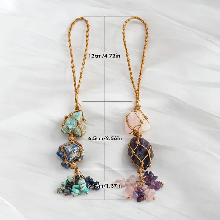 FREE Today: Hand Woven Net Pouch Pendant Raw Natural Crystal Healing Energy Car Accessory Bag Charm Ornament - image 9