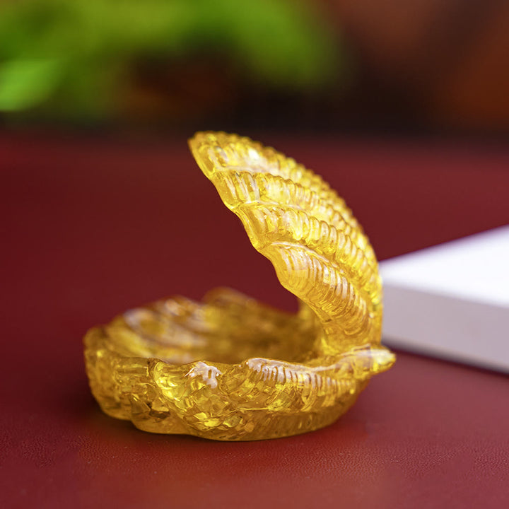 Olivenorma Resin-Filled Natural Crystal Seashell Desktop Ornament Decoration - Citrine - image 14
