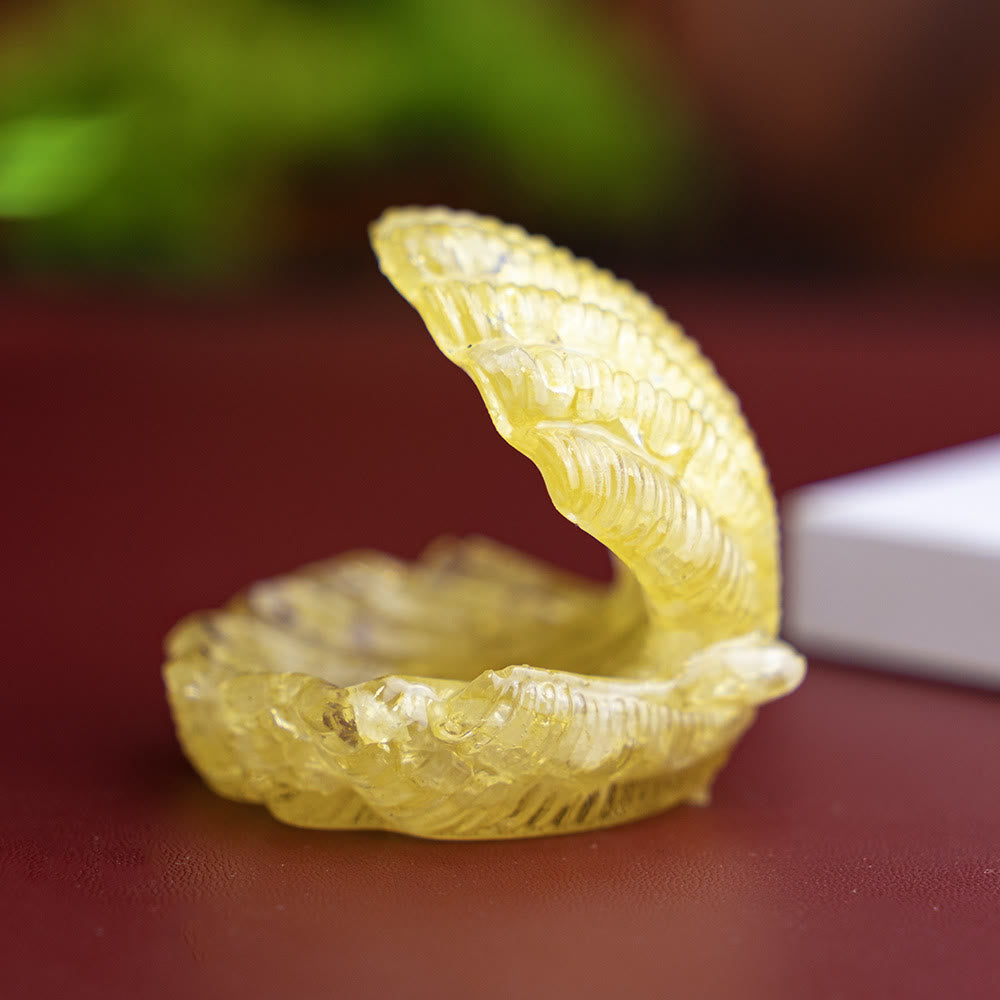 Olivenorma Resin-Filled Natural Crystal Seashell Desktop Ornament Decoration - Lemon-Quartz - image 28