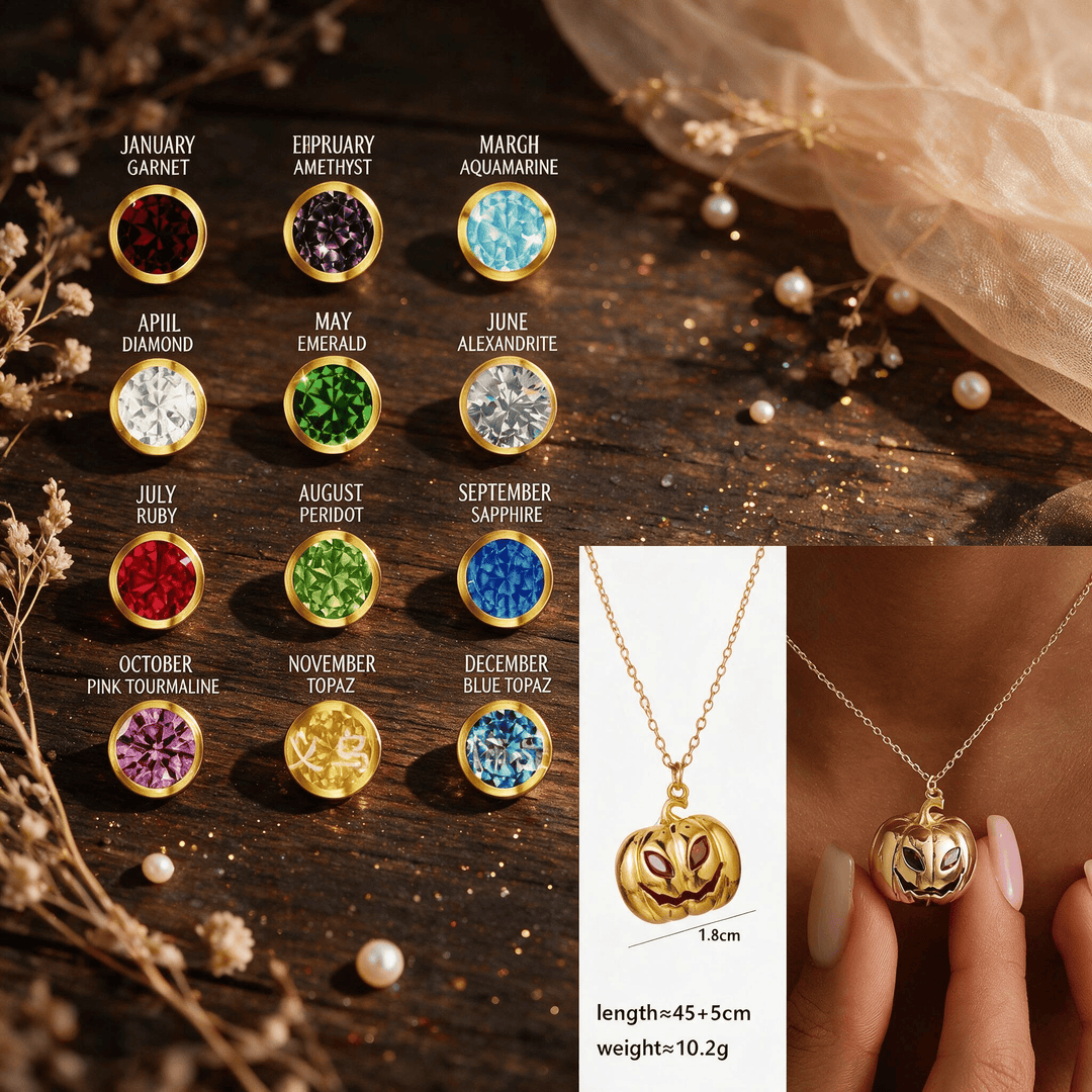 FREE Today: Halloween Pumpkin Birthstone Pendant Necklace - December - image 1