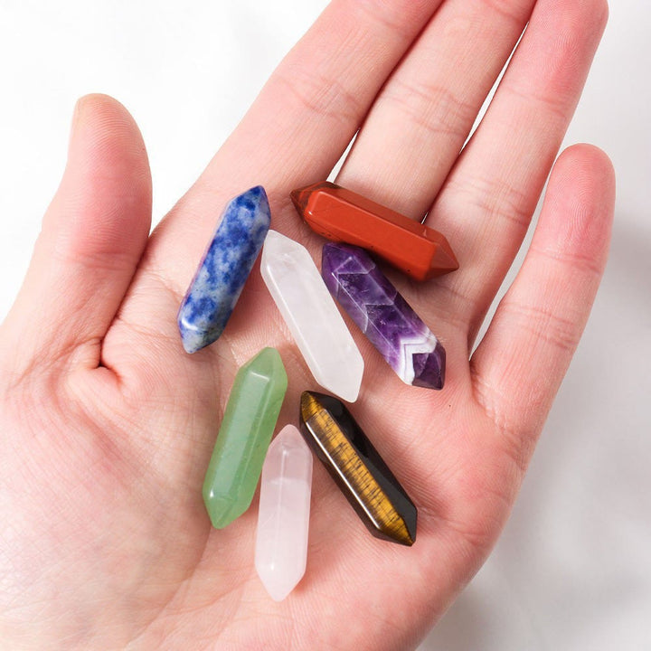 Olivenorma Double-Pointed Hexagonal Bullet-Shape Assorted Crystals Gemstone Decoration - 7Pcs Hexagonal Crystal Points - 10Pcs - image 23