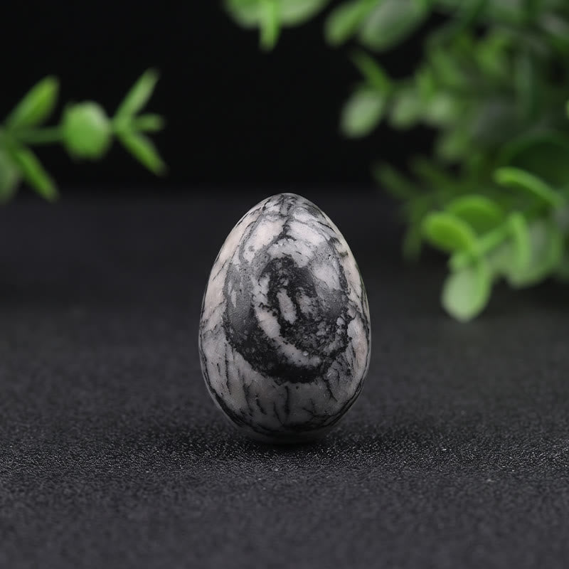 Olivenorma Polished‑Egg‑Shaped‑Tumbled Assorted Crystals Gemstone Decoration - Black Network Stone - 10Pcs - image 33