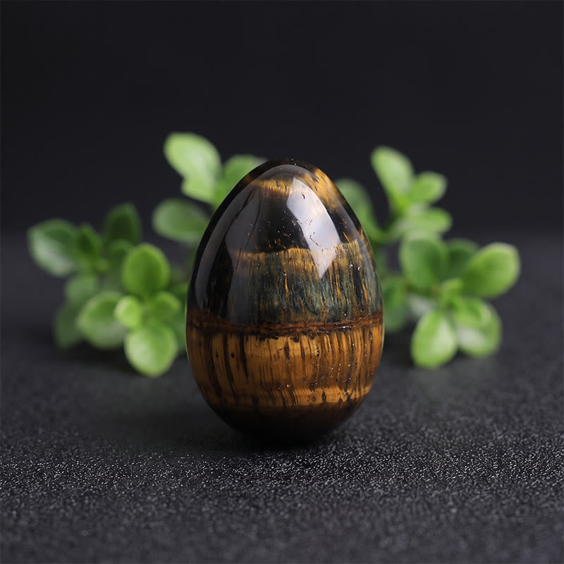 Olivenorma Polished‑Egg‑Shaped‑Tumbled Assorted Crystals Gemstone Decoration - Tiger's eye - 10Pcs - image 0