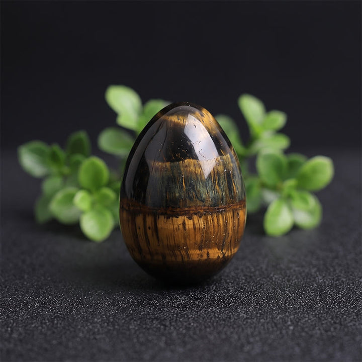 Olivenorma Polished‑Egg‑Shaped‑Tumbled Assorted Crystals Gemstone Decoration - Tiger's eye - 10Pcs - image 0