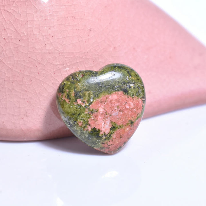 Olivenorma Undrilled Heart Natural Crystal Gemstone Decoration - Unakite - 10Pcs - image 7