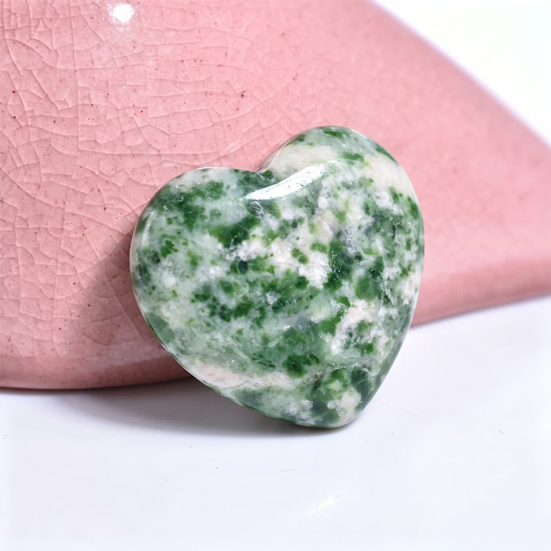 Olivenorma Undrilled Heart Natural Crystal Gemstone Decoration - Green Dot Jasper - 10Pcs - image 33