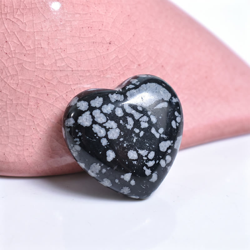 Olivenorma Undrilled Heart Natural Crystal Gemstone Decoration - Snowflake Obsidian - 10Pcs - image 44