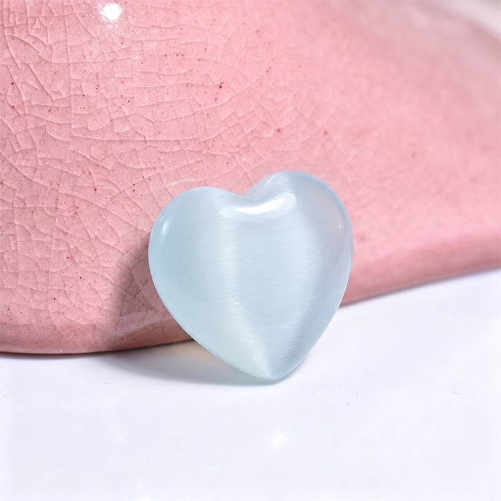 Olivenorma Undrilled Heart Natural Crystal Gemstone Decoration - Light blue cat's eye - 10Pcs - image 110