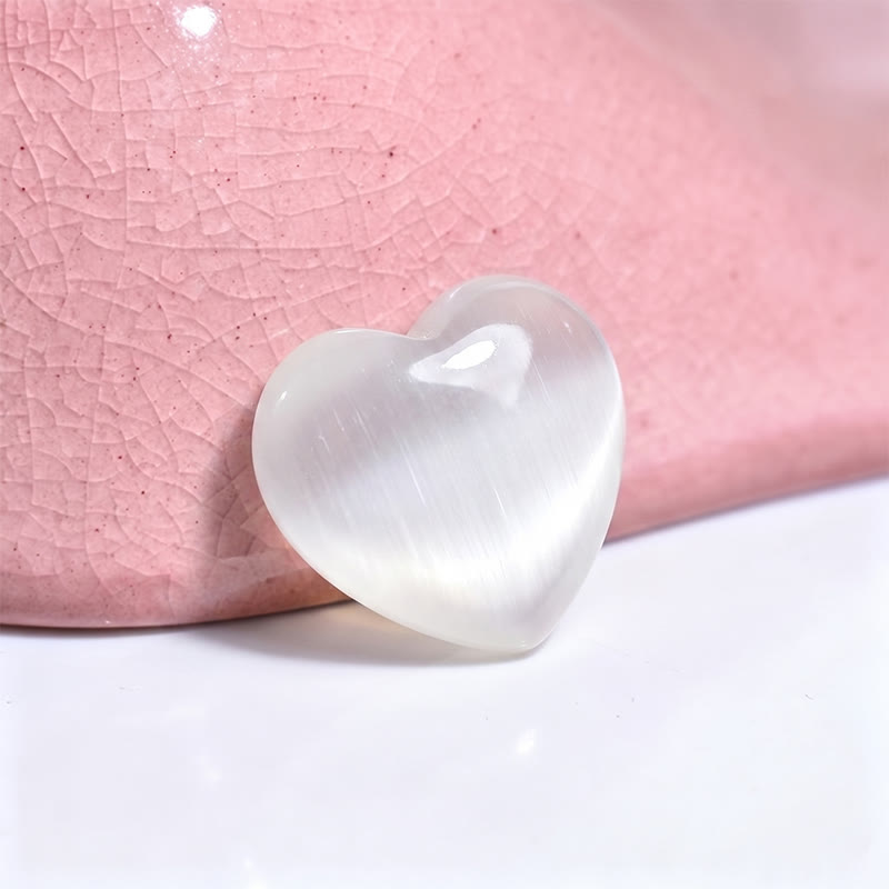 Olivenorma Undrilled Heart Natural Crystal Gemstone Decoration - Milky-white cat's eye - 10Pcs - image 106