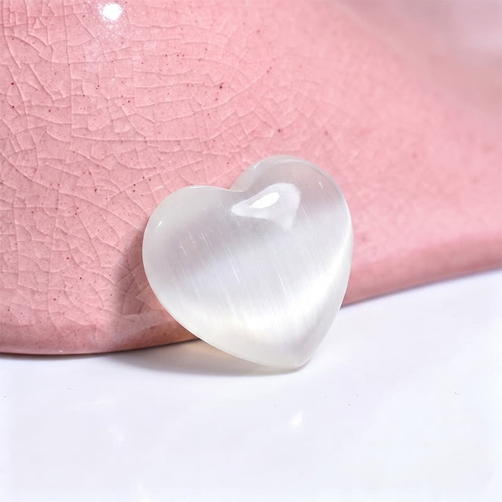 Olivenorma Undrilled Heart Natural Crystal Gemstone Decoration - Milky-white cat's eye - 10Pcs - image 106
