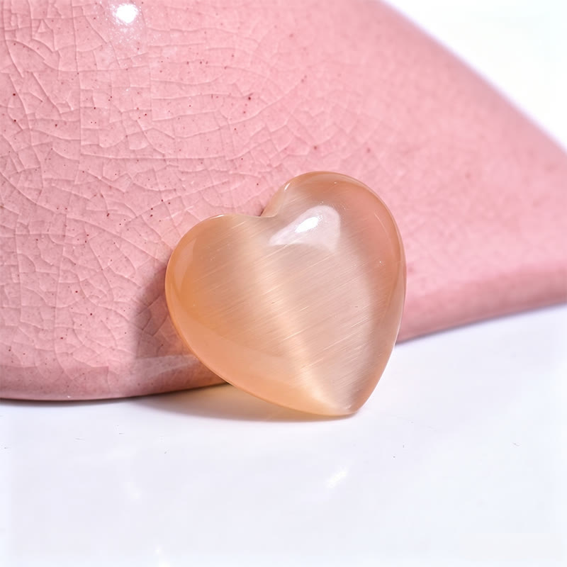 Olivenorma Undrilled Heart Natural Crystal Gemstone Decoration - Champagne Cat's Eye - 10Pcs - image 107
