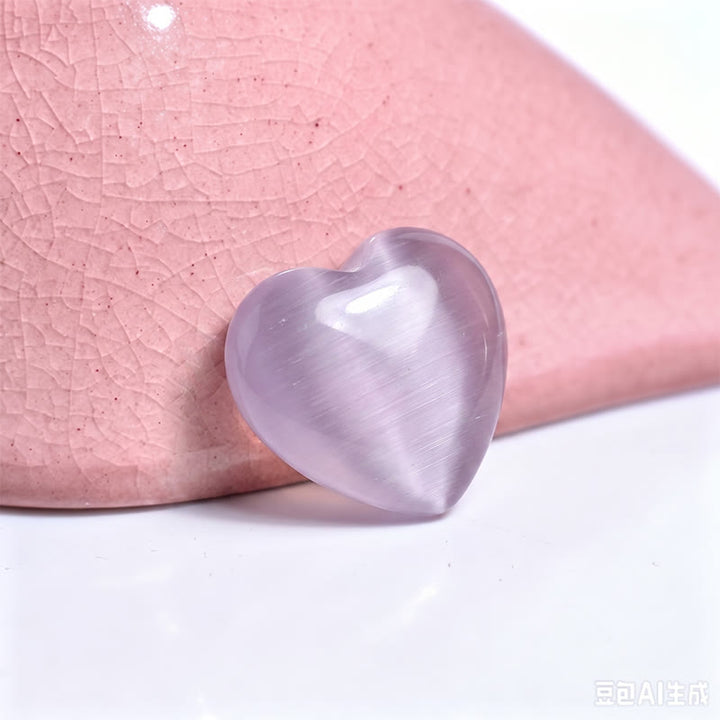 Olivenorma Undrilled Heart Natural Crystal Gemstone Decoration - Light Purple Cat's Eye - 10Pcs - image 108