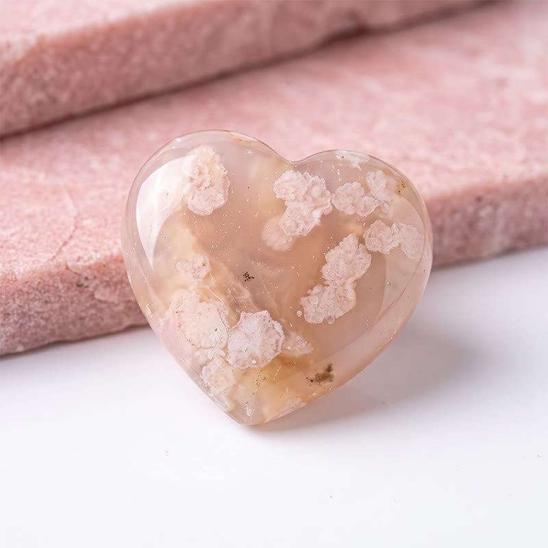 Olivenorma Undrilled Heart Natural Crystal Gemstone Decoration - Cherry Blossom Agate - 10Pcs - image 95