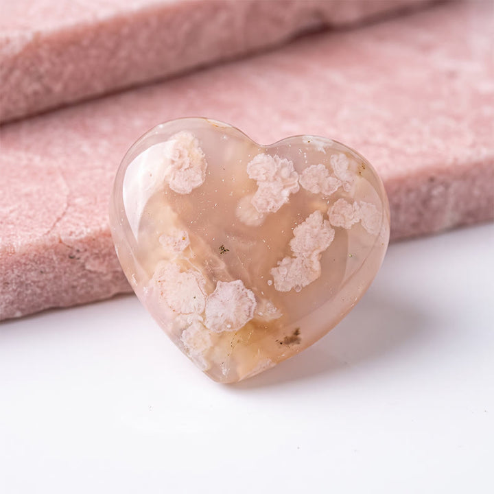 Olivenorma Undrilled Heart Natural Crystal Gemstone Decoration - Cherry Blossom Agate - 10Pcs - image 95