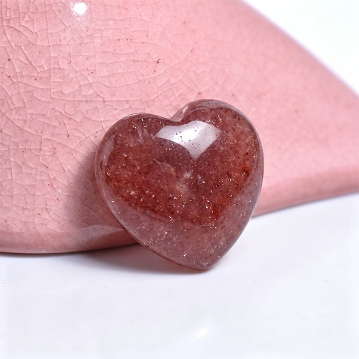 Olivenorma Undrilled Heart Natural Crystal Gemstone Decoration - Strawberry Quartz - 10Pcs - image 86