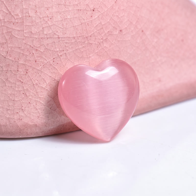 Olivenorma Undrilled Heart Natural Crystal Gemstone Decoration - Pink Cat's Eye - 10Pcs - image 76