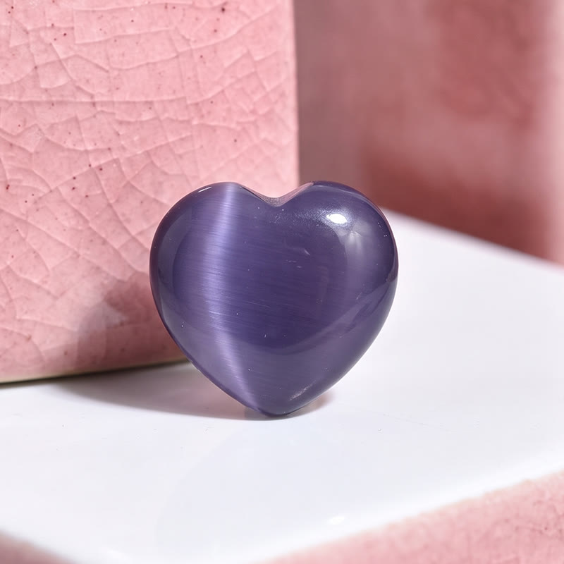 Olivenorma Undrilled Heart Natural Crystal Gemstone Decoration - Purple Cat's Eye - 10Pcs - image 79