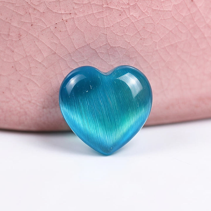 Olivenorma Undrilled Heart Natural Crystal Gemstone Decoration - Blue cat's eye - 10Pcs - image 78