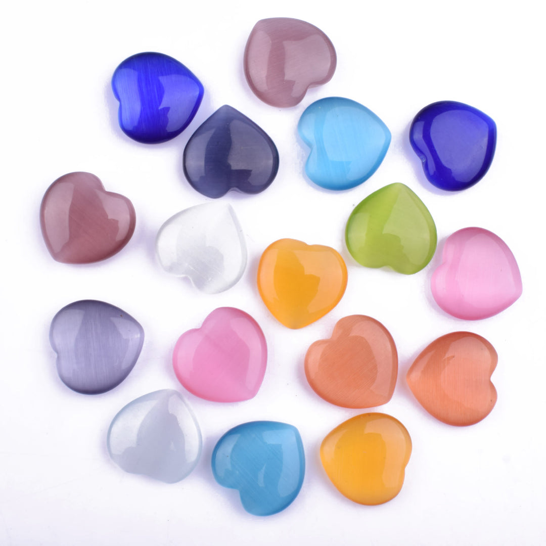 Olivenorma Undrilled Heart Natural Crystal Gemstone Decoration - Cat-eye color blending - 10Pcs - image 68