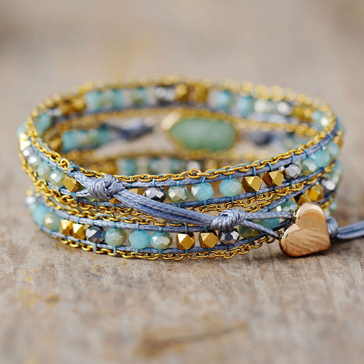 Olivenorma Amazonite Stacked Woven Design Harmony Symbol Bracelet - image 1