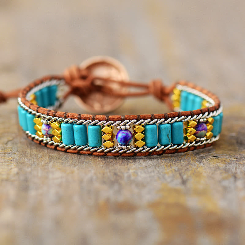 Olivenorma Turquoise Boho Woven Design Vitality Symbol Bracelet - image 2
