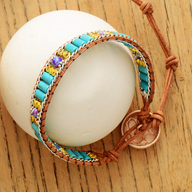 Olivenorma Turquoise Boho Woven Design Vitality Symbol Bracelet - image 3