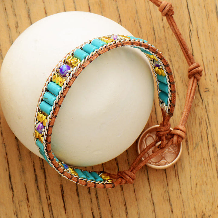 Olivenorma Turquoise Boho Woven Design Vitality Symbol Bracelet - image 3