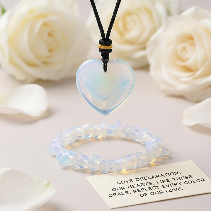 Olivenorma Crystal Chip Heart‑Pendant Design Love Symbol Bracelet - Opal - image 19