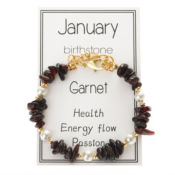 Olivenorma Crystal Chip Month‑Birthstone‑Design Calm Symbol Bracelet - Garnet - image 1