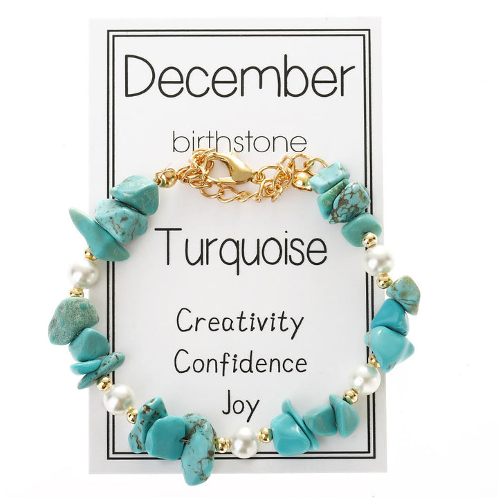Olivenorma Crystal Chip Month‑Birthstone‑Design Calm Symbol Bracelet - Turquoise - image 23