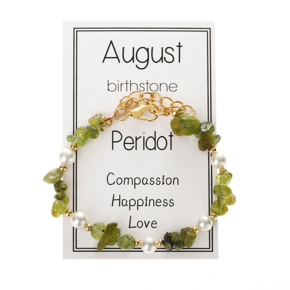 Olivenorma Crystal Chip Month‑Birthstone‑Design Calm Symbol Bracelet - Peridot - image 15