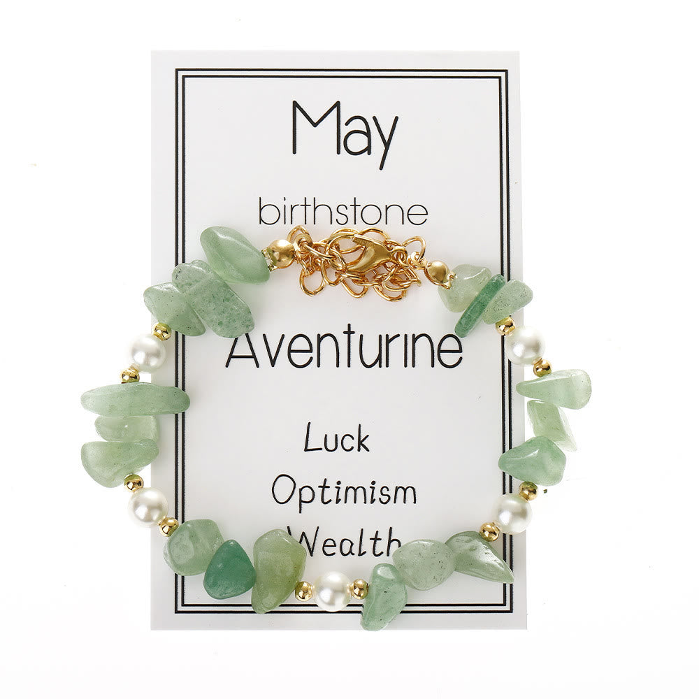 Olivenorma Crystal Chip Month‑Birthstone‑Design Calm Symbol Bracelet - Green Aventurine - image 9