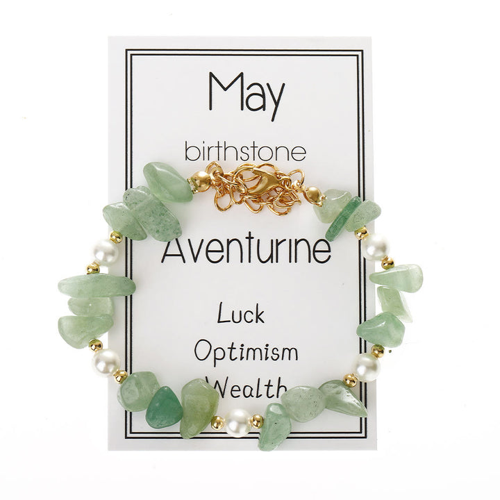 Olivenorma Crystal Chip Month‑Birthstone‑Design Calm Symbol Bracelet - Green Aventurine - image 9