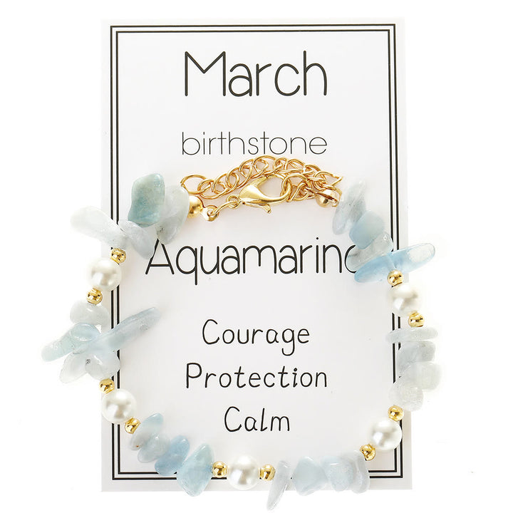 Olivenorma Crystal Chip Month‑Birthstone‑Design Calm Symbol Bracelet - Aquamarine - image 5