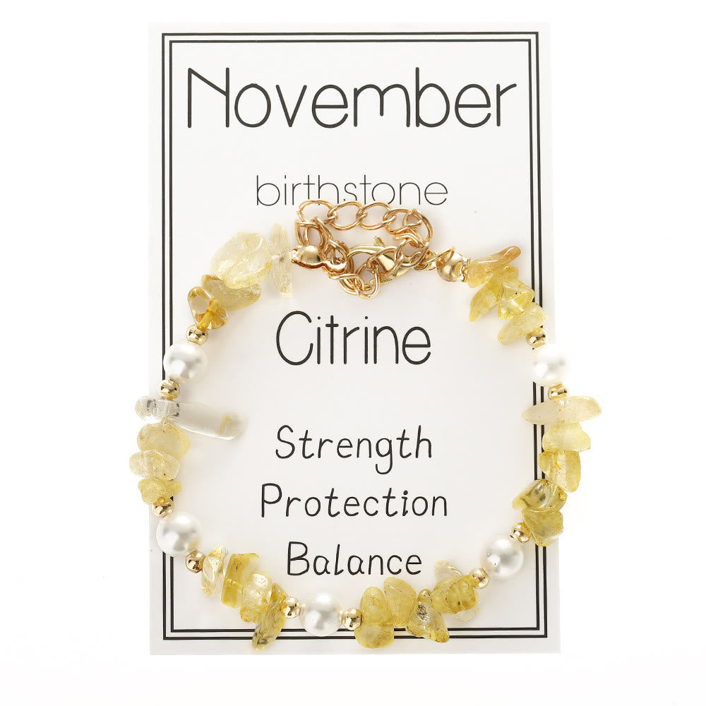 Olivenorma Crystal Chip Month‑Birthstone‑Design Calm Symbol Bracelet - Citrine - image 21