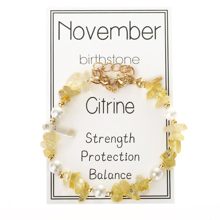Olivenorma Crystal Chip Month‑Birthstone‑Design Calm Symbol Bracelet - Citrine - image 21