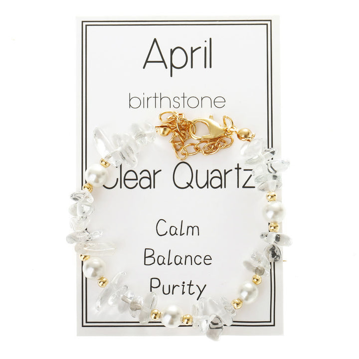 Olivenorma Crystal Chip Month‑Birthstone‑Design Calm Symbol Bracelet - Clear Quartz - image 7