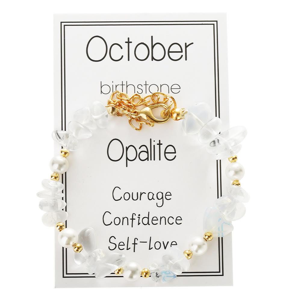 Olivenorma Crystal Chip Month‑Birthstone‑Design Calm Symbol Bracelet - Opal - image 19