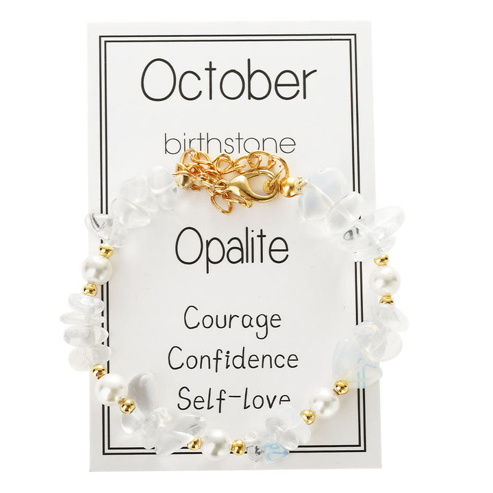 Olivenorma Crystal Chip Month‑Birthstone‑Design Calm Symbol Bracelet - Opal - image 19