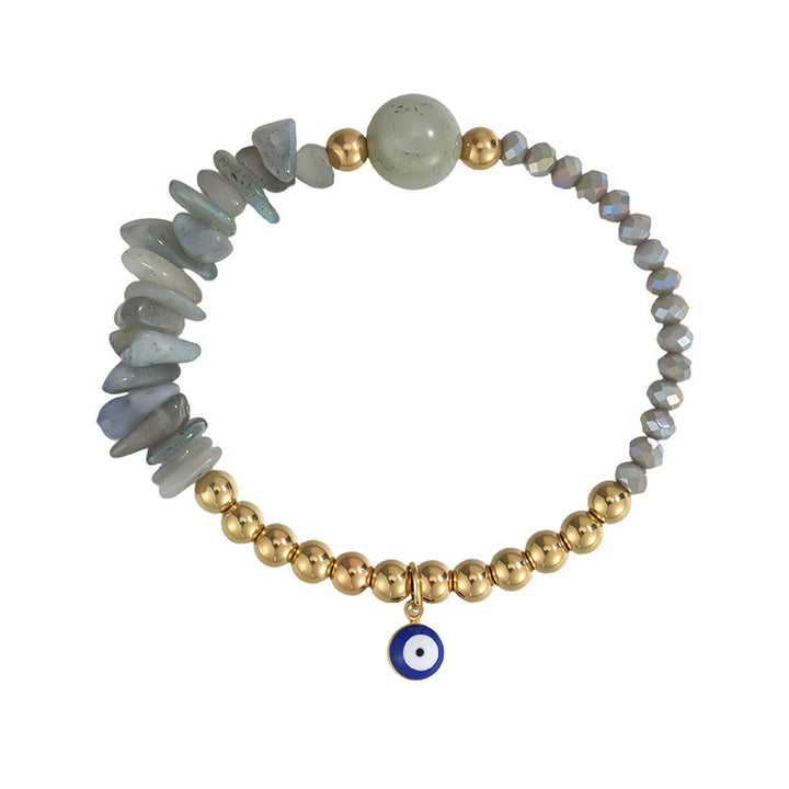 Olivenorma Crystal Chip Evil‑Eye‑Design Charm Symbol Bracelet - Labradorite - image 5