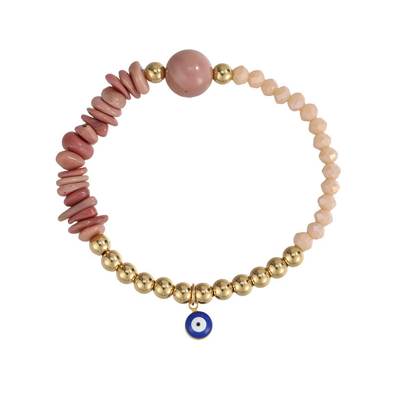 Olivenorma Crystal Chip Evil‑Eye‑Design Charm Symbol Bracelet - Rhodonite - image 13