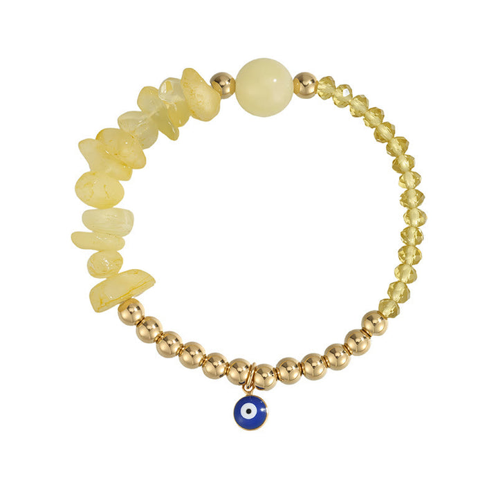 Olivenorma Crystal Chip Evil‑Eye‑Design Charm Symbol Bracelet - Citrine - image 11
