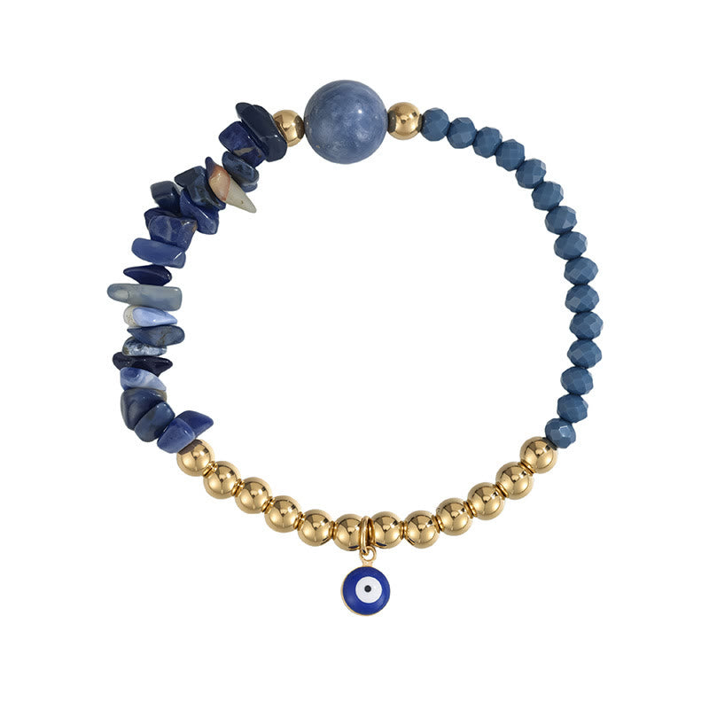 Olivenorma Crystal Chip Evil‑Eye‑Design Charm Symbol Bracelet - Sodalite - image 17