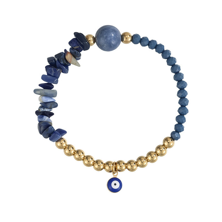 Olivenorma Crystal Chip Evil‑Eye‑Design Charm Symbol Bracelet - Sodalite - image 17