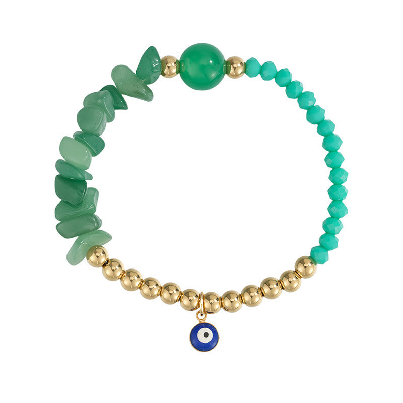 Olivenorma Crystal Chip Evil‑Eye‑Design Charm Symbol Bracelet - Green Aventurine - image 21